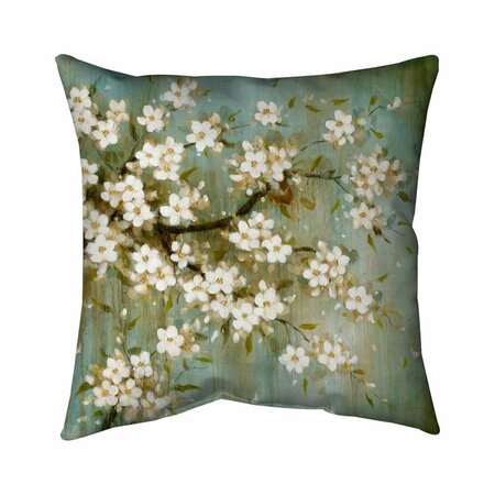 BEGIN HOME DECOR 26 x 26 in. White Cherry Blossom-Double Sided Print Indoor Pillow 5541-2626-FL80